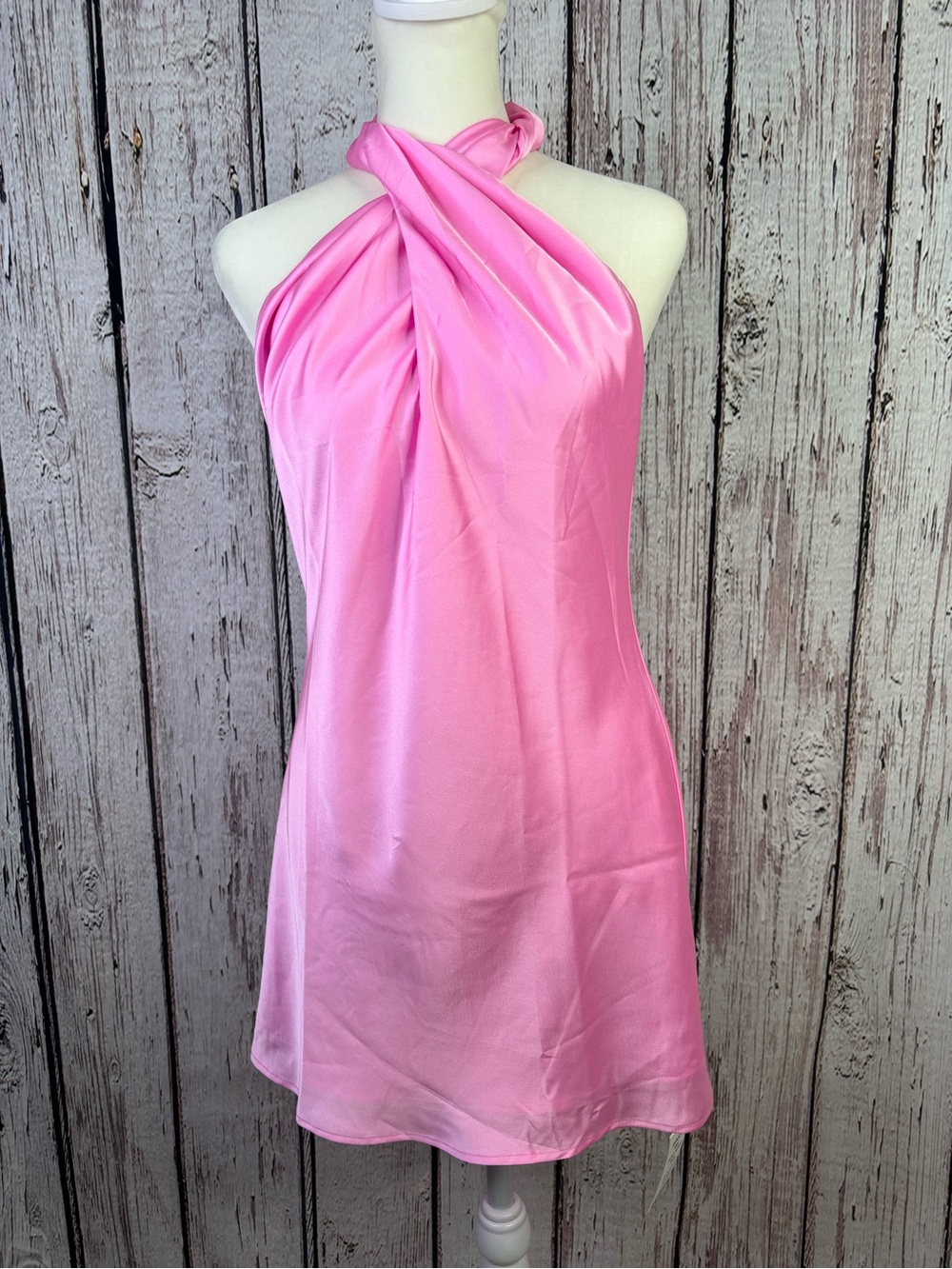 🏷️NWT Show Me Your Mumu Jasmine Halter Mini Dress Pink Luxe XS *Small Marks LOOK